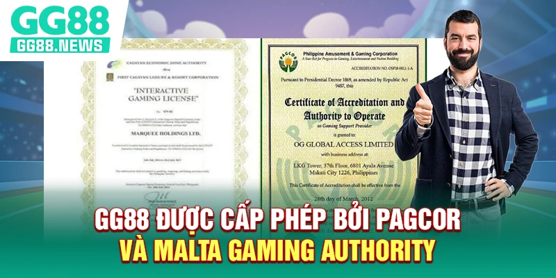 GG88 được cấp phép bởi PAGCOR và Malta Gaming Authority GG88 được cấp phép bởi PAGCOR và Malta Gaming Authority